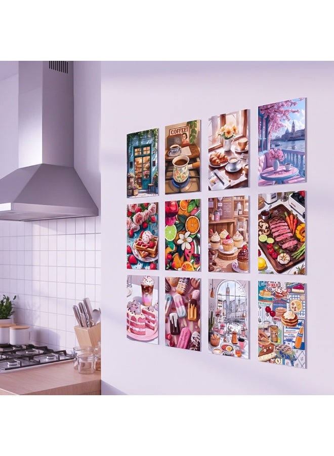 A set of 12 distinctive wall art panels for kitchens and dining rooms, printed on 300gsm coated paper. Modern designs featuring colorful and delicious food, baked goods, and desserts, perfect for decorating homes, restaurants, and very upscale cafes. - Image 1